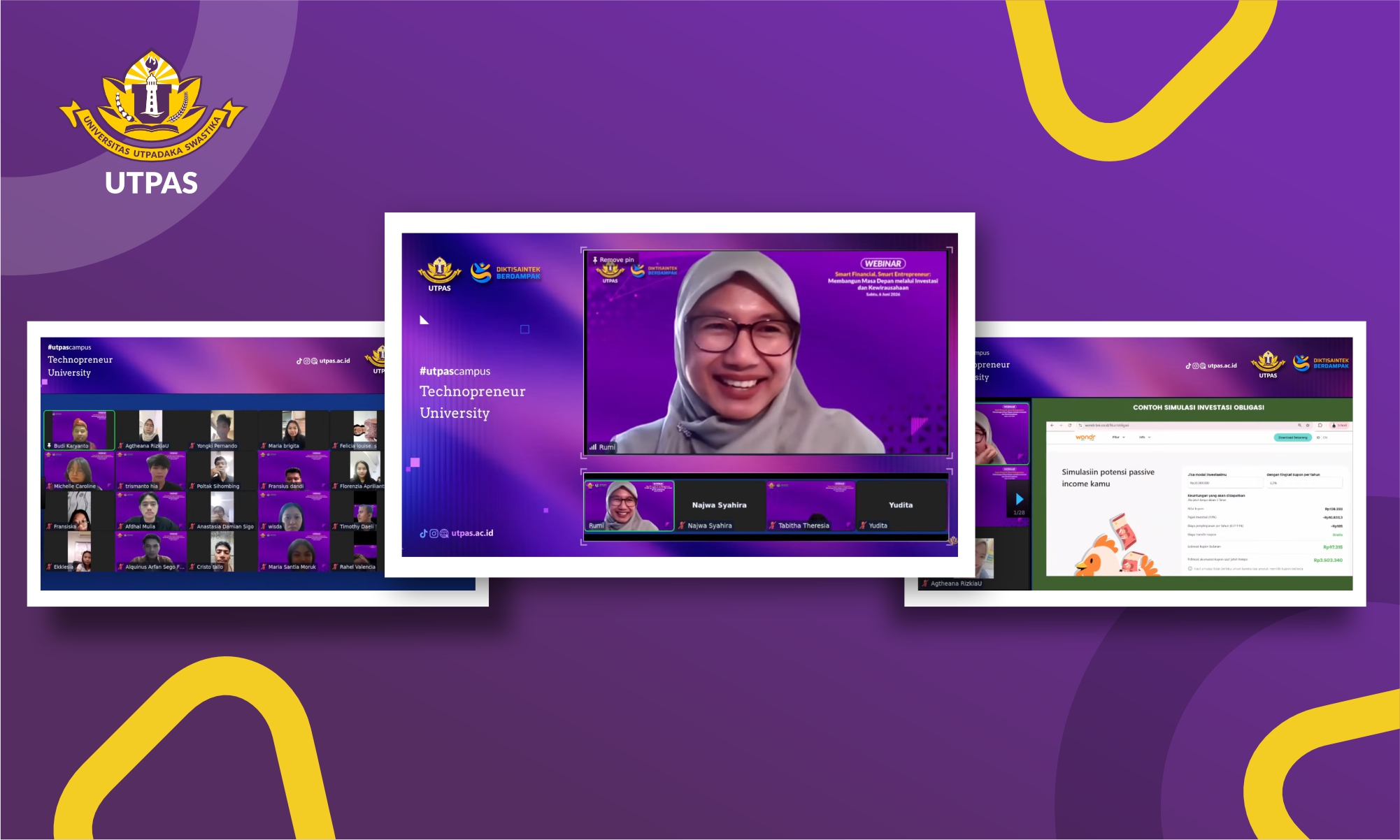 Dorong Mahasiswa Cerdas Finansial, UTPAS Adakan Webinar “Smart Financial, Smart Entrepreneur: Membangun Masa Depan Melalui Investasi dan Kewirausahaan”